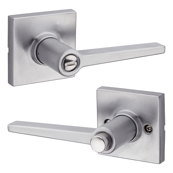 Safelock Daylon Lever with Square Rose Privacy Lock with RCAL Latch and RCS Strike Satin Chrome Finish SL4000DALSQT-26D - main